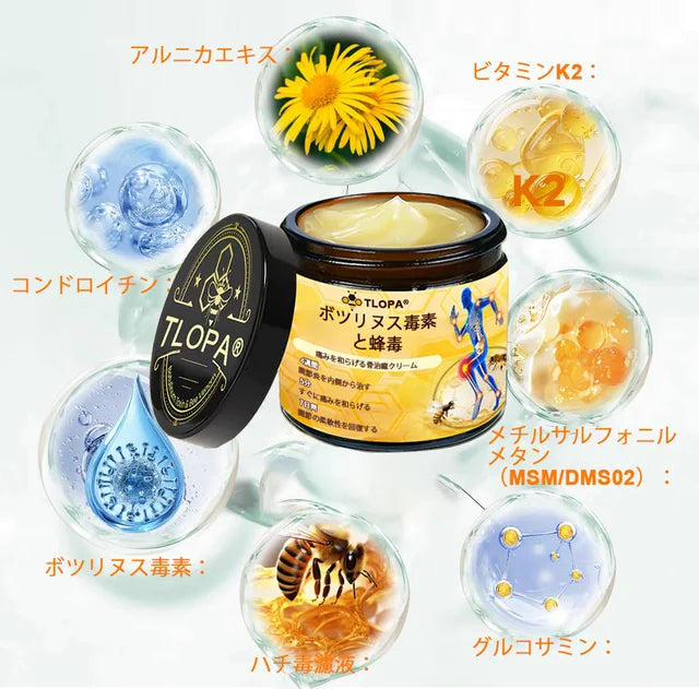 ボツリヌストキシンと蜂毒鎮痛骨癒合クリーム